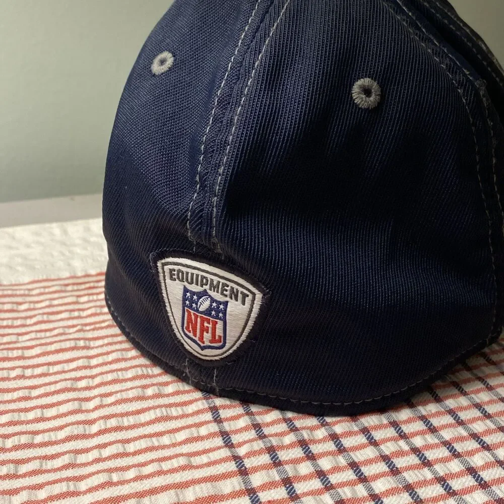 Vintage Reebok NFL Onfield Dallas Cowboys Flexfit Hat Navy Gray Sideline Y2K